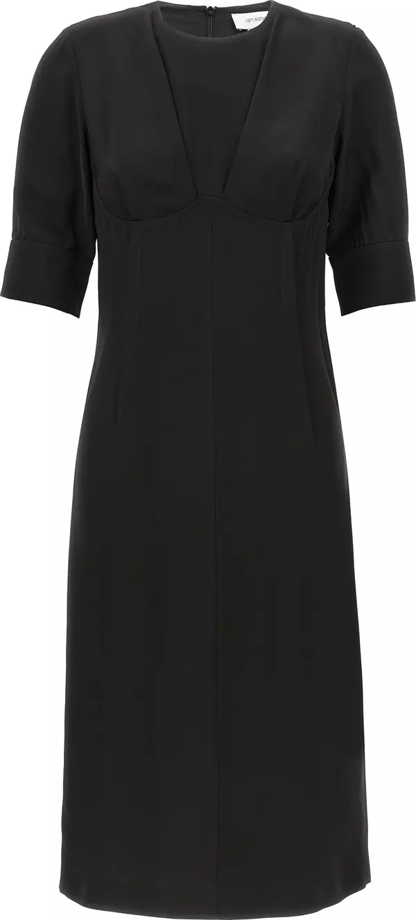 Black Viscose Midi Dress