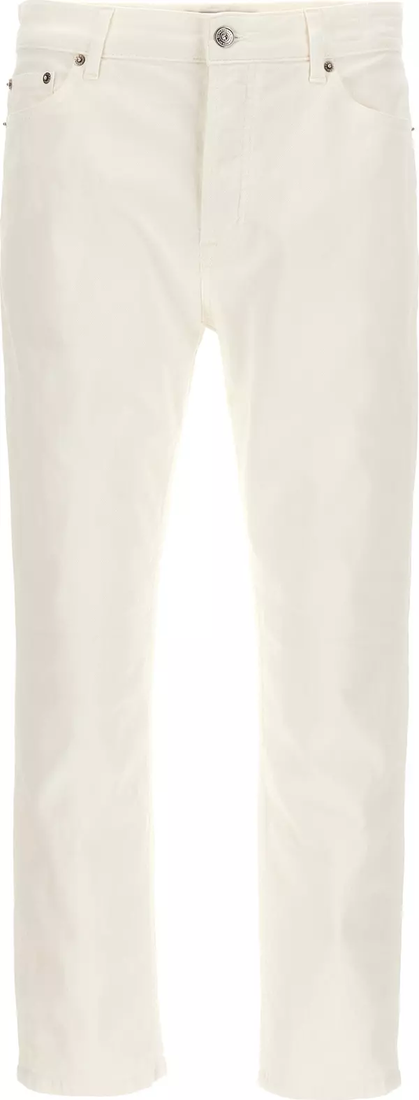 White Cotton Straight-Leg Jeans