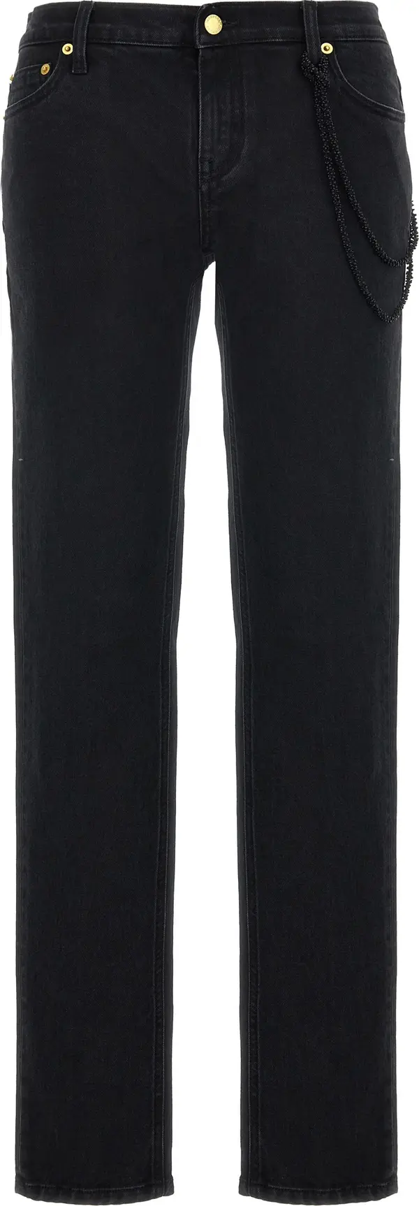 Black Cotton Straight-Leg Jeans