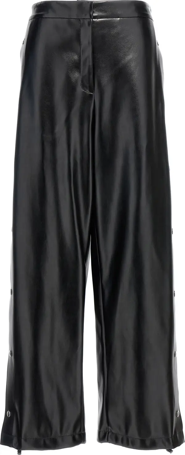 Black Polyester Casual Pants