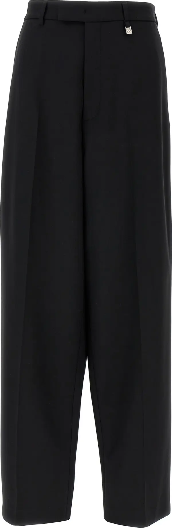 Black Virgin Wool Casual Pants