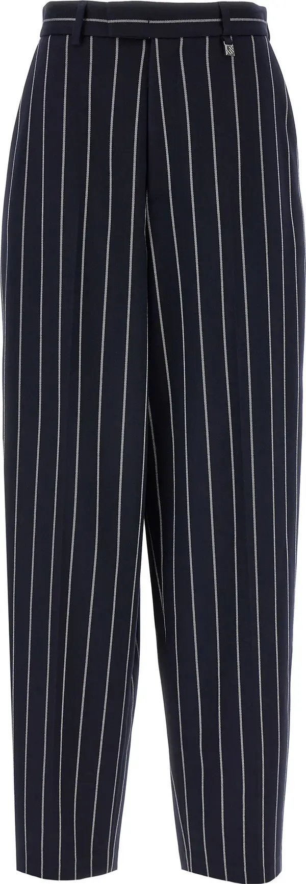 Blue Polyester Casual Pants