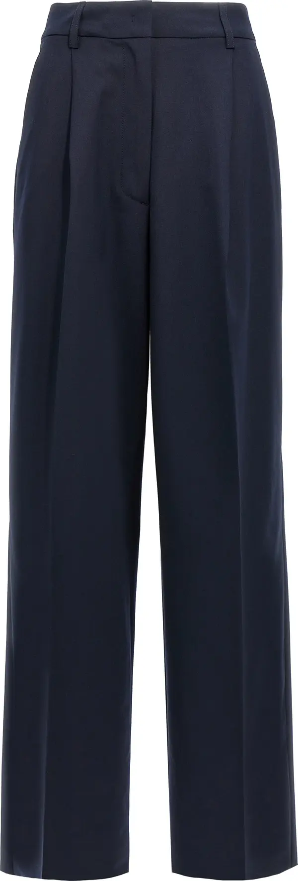 Blue Polyester Casual Pants