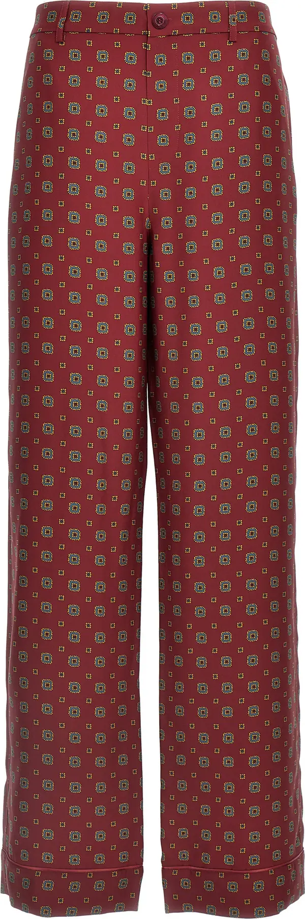 Bordeaux Silk Casual Pants
