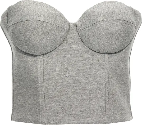 Gray Viscose Sleeveles T-Shirt