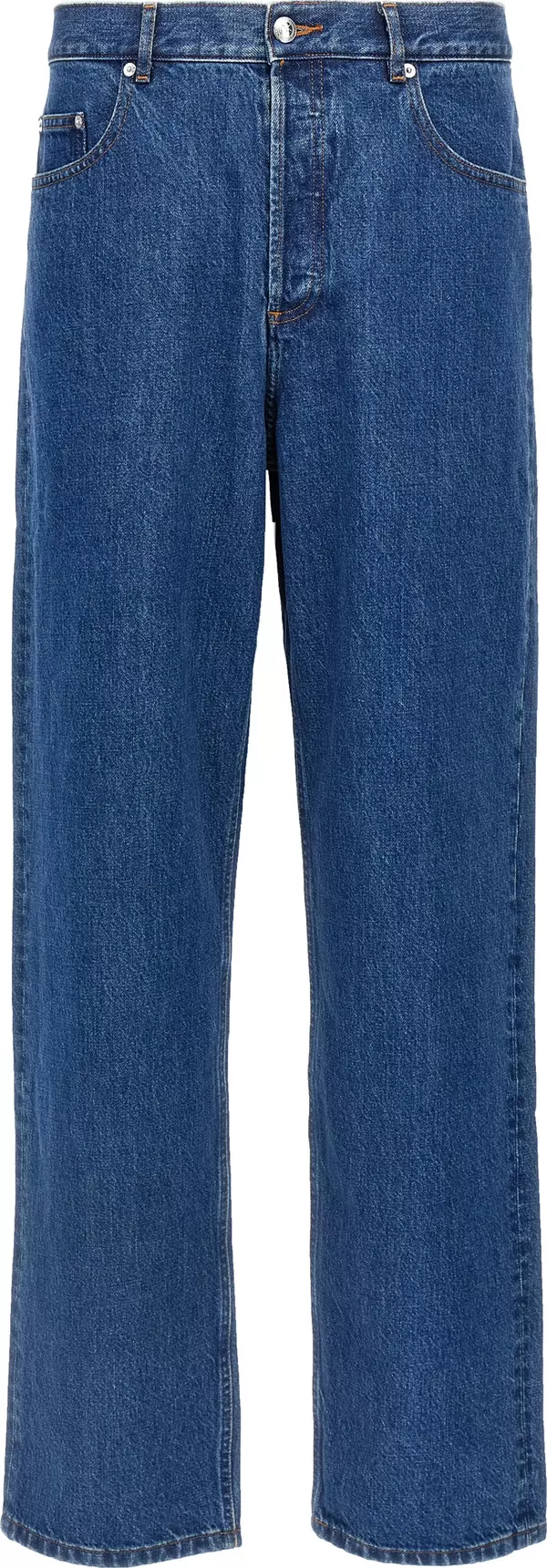 Blue Cotton Straight-Leg Jeans