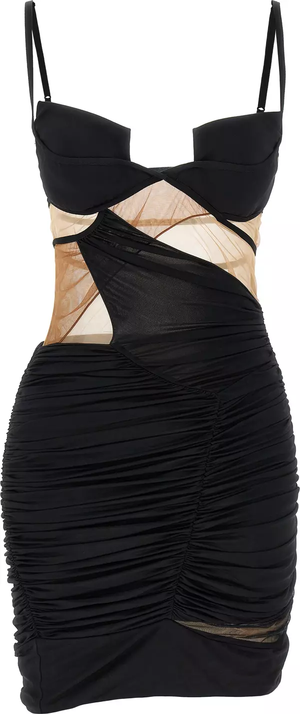 Black Viscose Short Dress