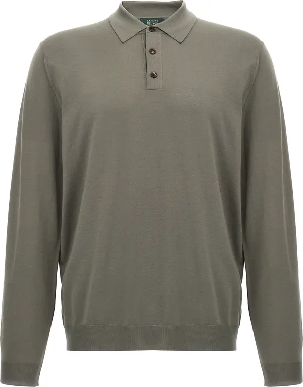 Gray Virgin Wool Polo Shirt