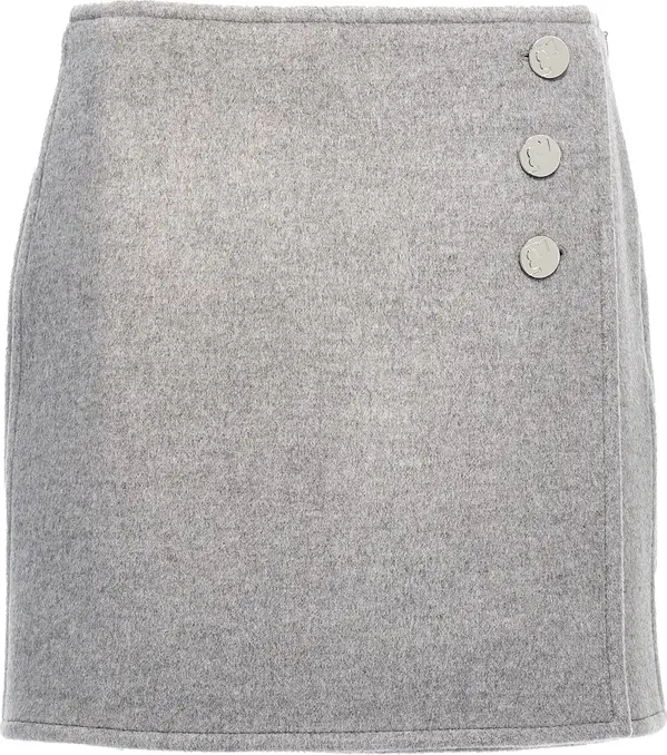 Gray Wool Long Skirt