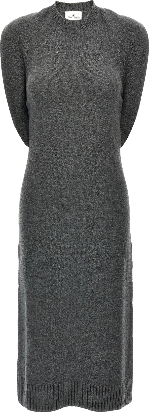 Gray Wool Midi Dress