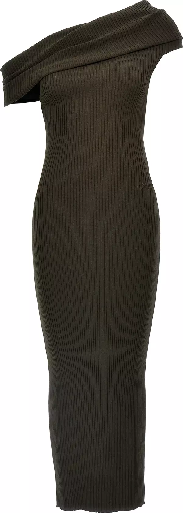 Brown Viscose Long Dress