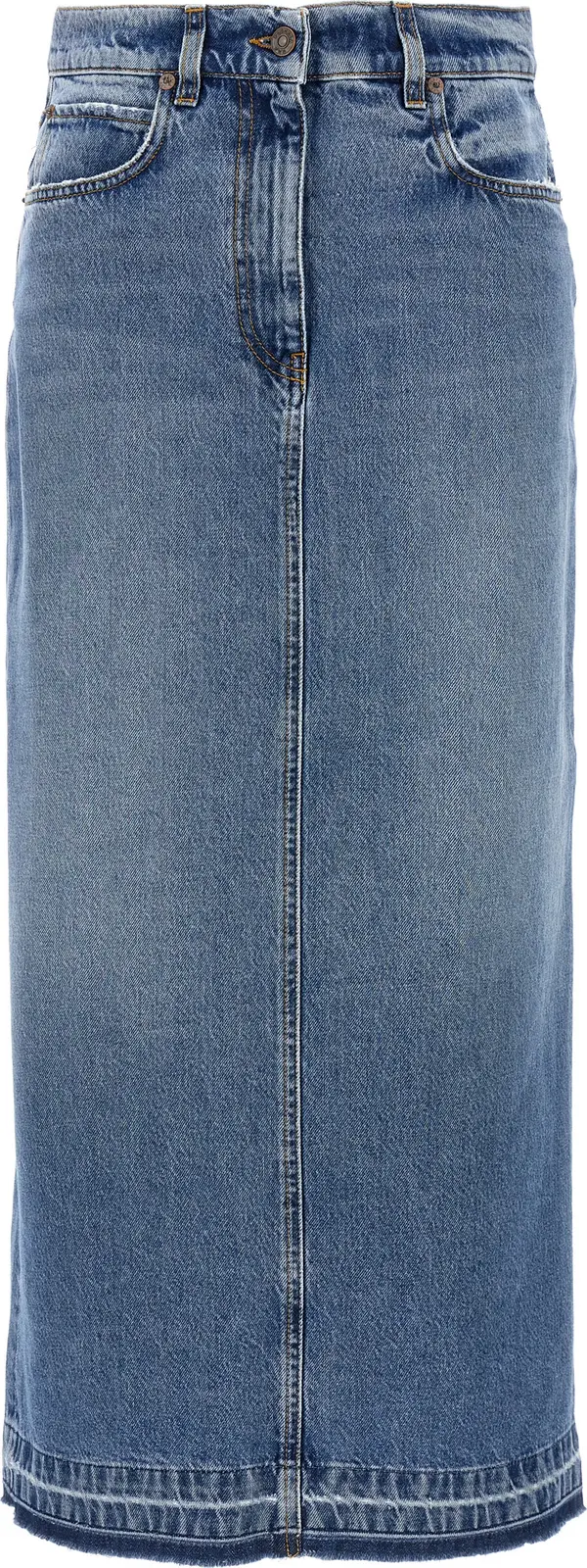Blue Cotton Mini Skirt