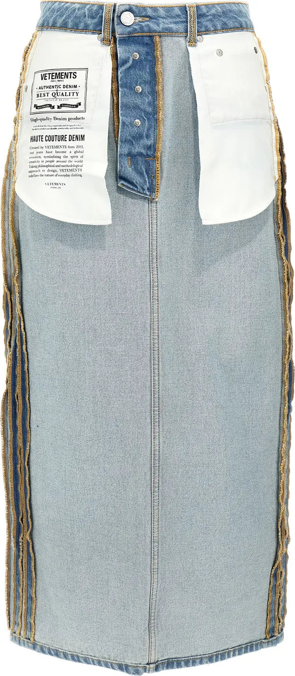 Blue Cotton Mini Skirt