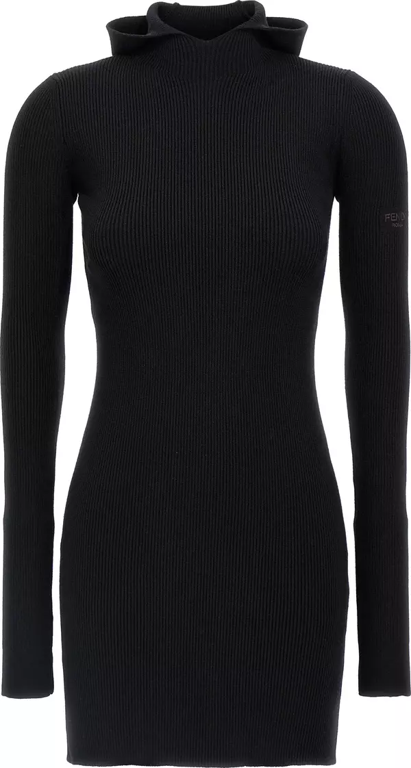 Black Wool Short Dress
