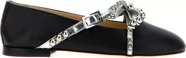 Black Leather Ballet Flats