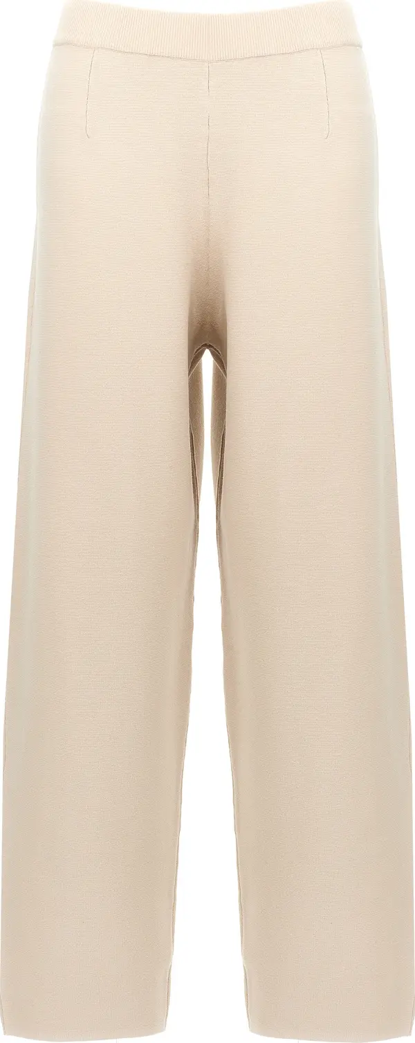 Beige Viscose Casual Pants