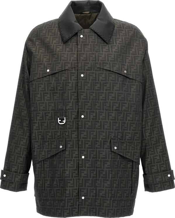 Brown Polyester Full-Length Jacket