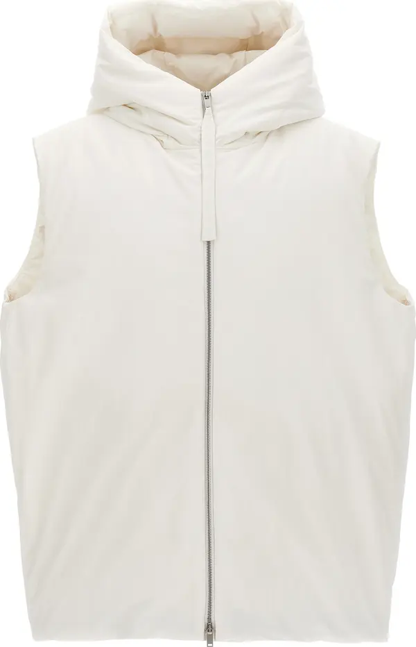 White Polyester Sleeveless Jacket