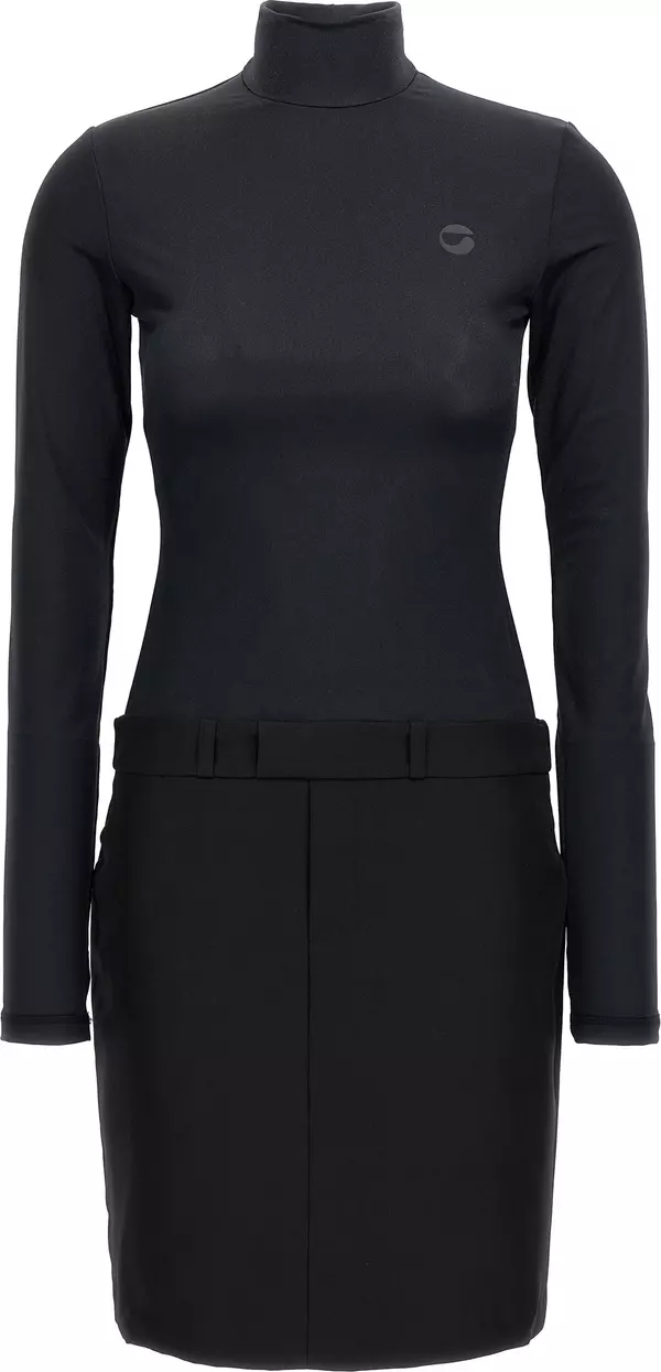 Black Polyester Short Dress