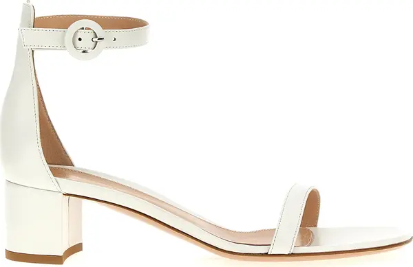White Leather Flat Sandals