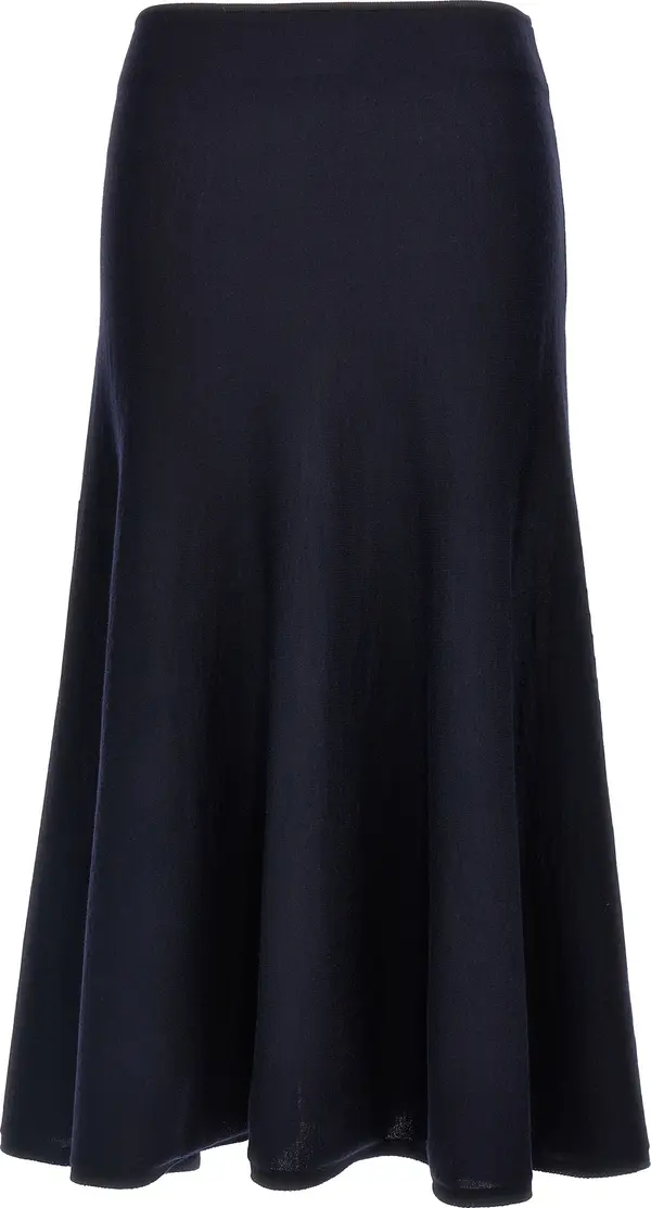 Blue Wool Midi Skirt