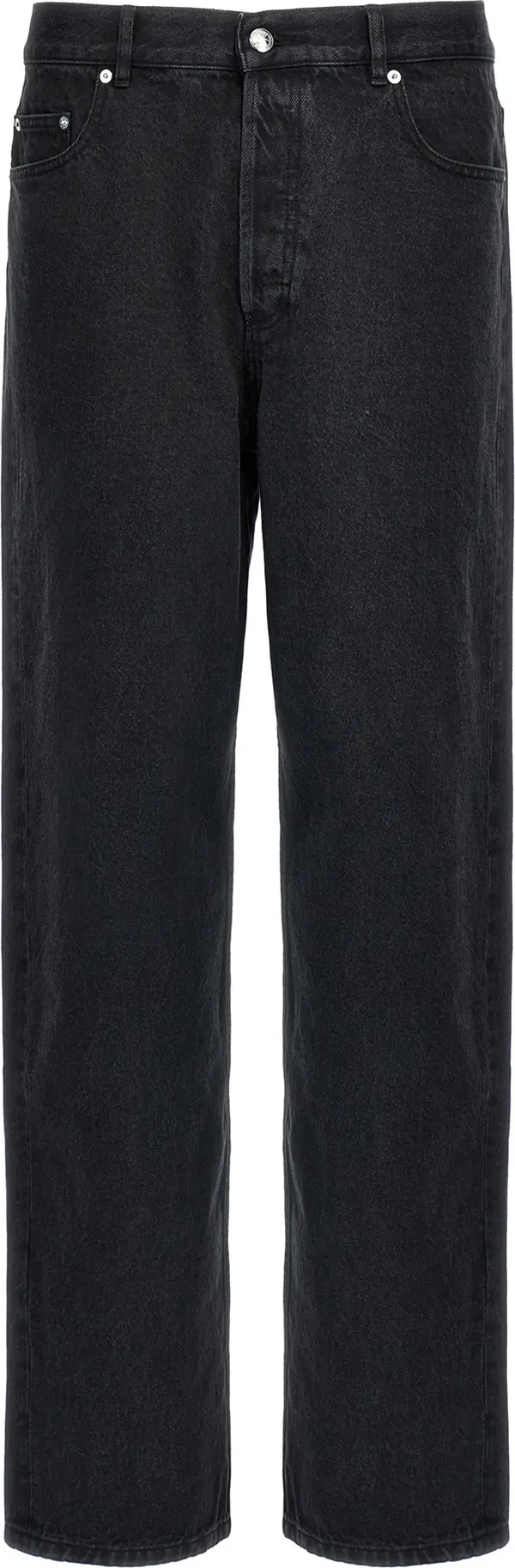 Black Cotton Straight-Leg Jeans