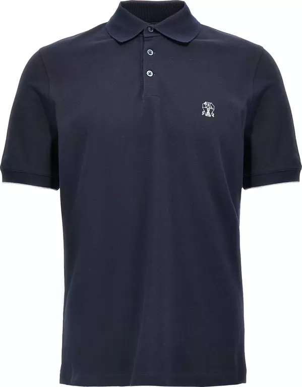 Blue Cotton Polo Shirt