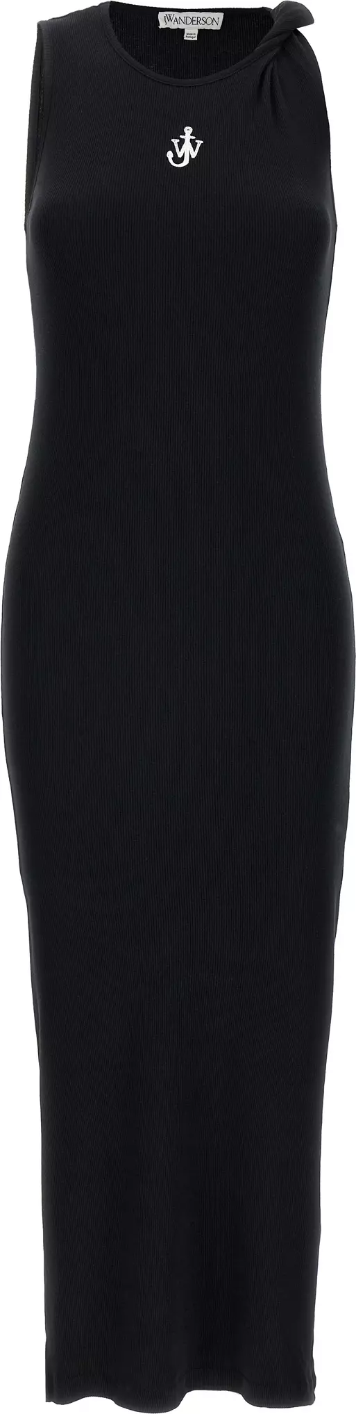 Black Cotton Midi Dress