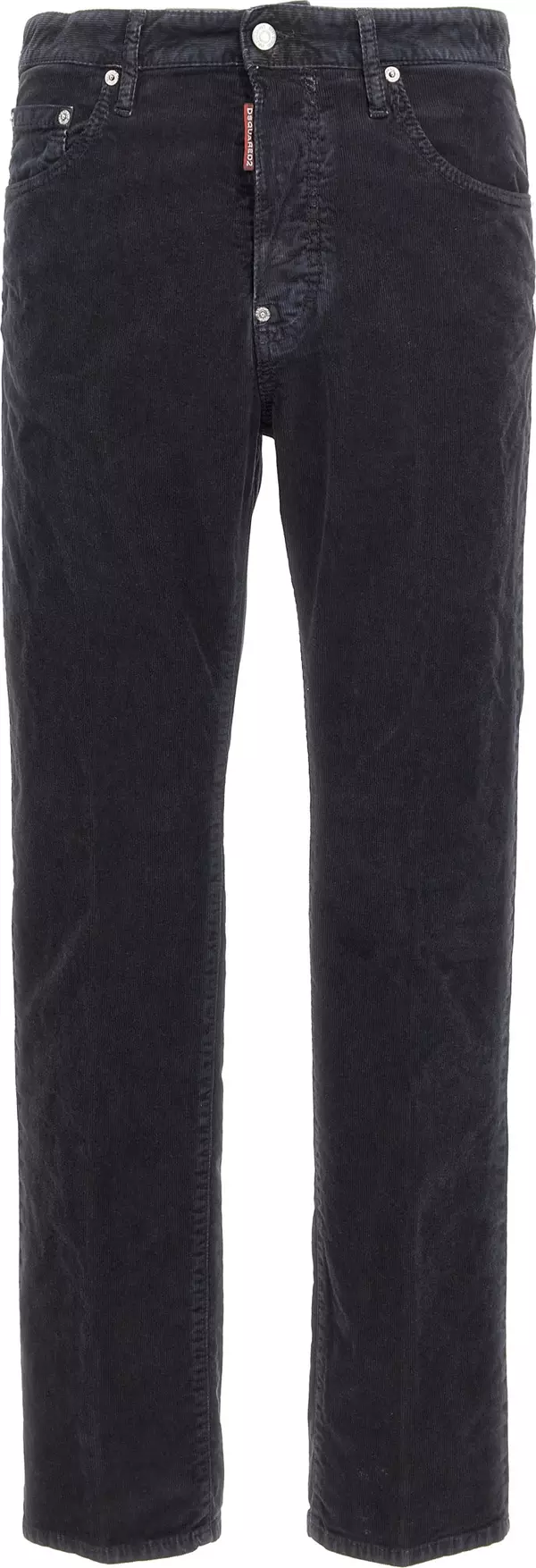 Blue Cotton Casual Pants