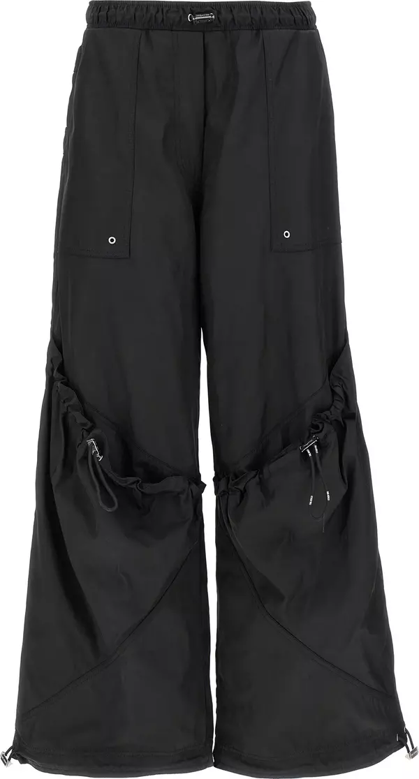 Black Polyester Casual Pants