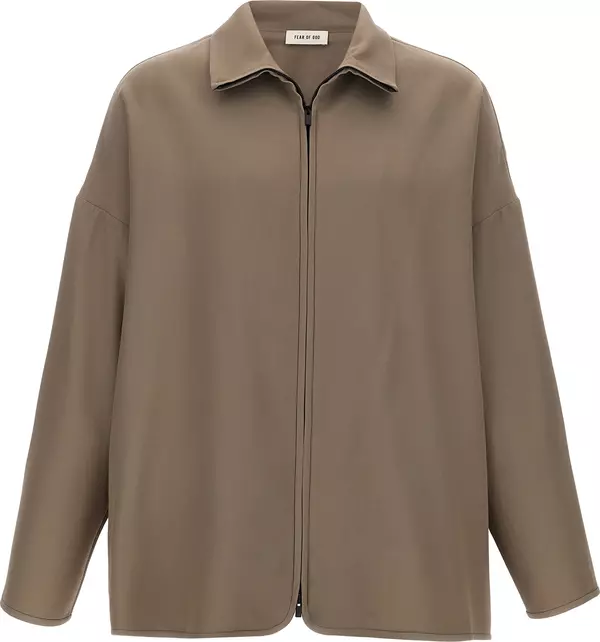 Beige Virgin Wool Full-Length Jacket
