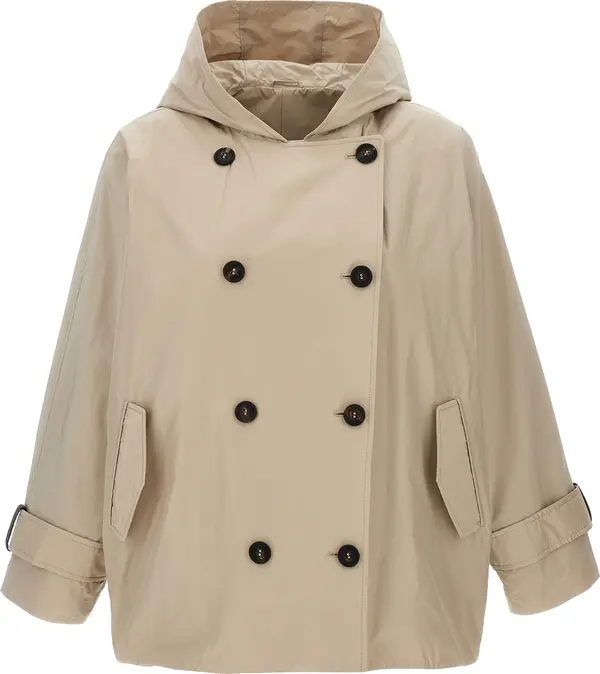 Beige Polyester Full-Length Jacket