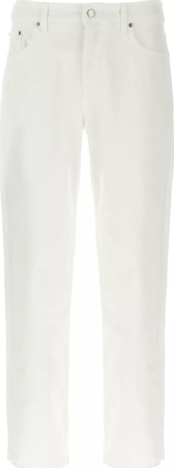 White Cotton Straight-Leg Jeans
