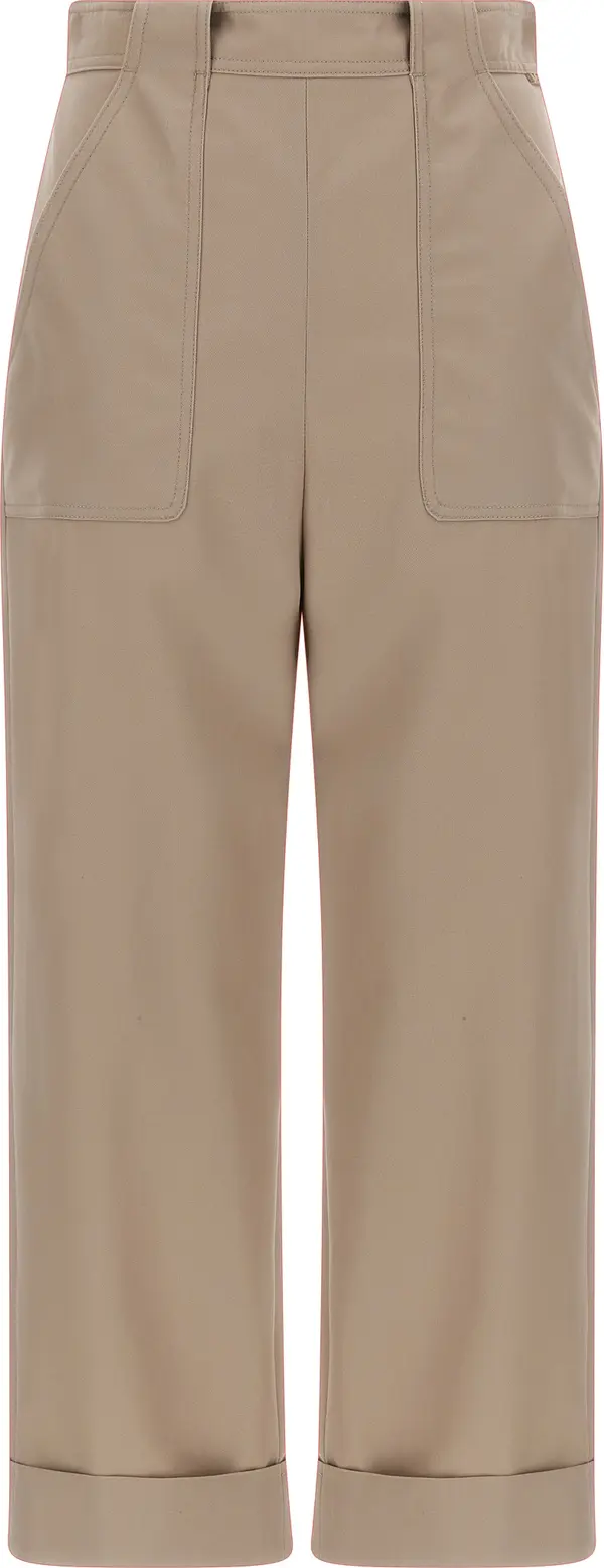 Beige Cotton Casual Pants