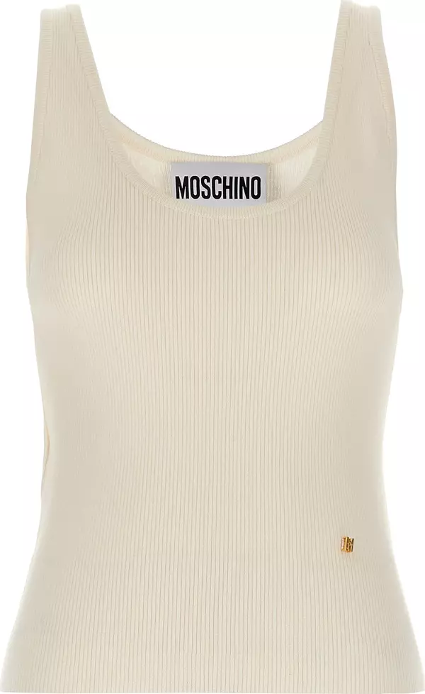 White Virgin Wool Sleeveles T-Shirt