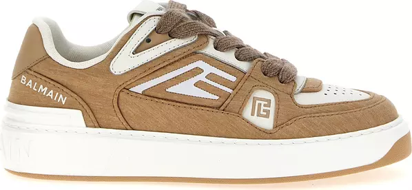 Beige Polyester Low Top Sneakers