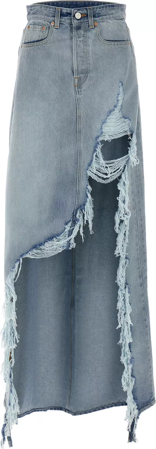 Blue Cotton Mini Skirt