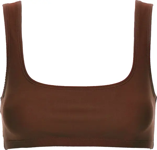 Brown Polyamide Tank Tops