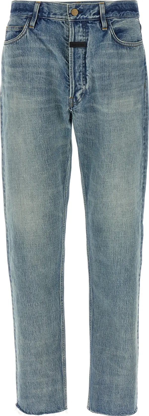 Blue Cotton Straight-Leg Jeans