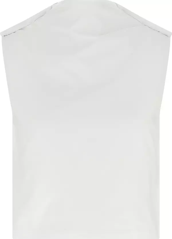 White Cotton Sleeveles T-Shirt