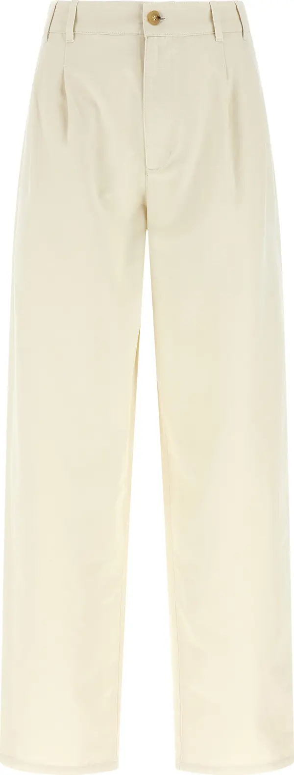 Beige Cotton Casual Pants