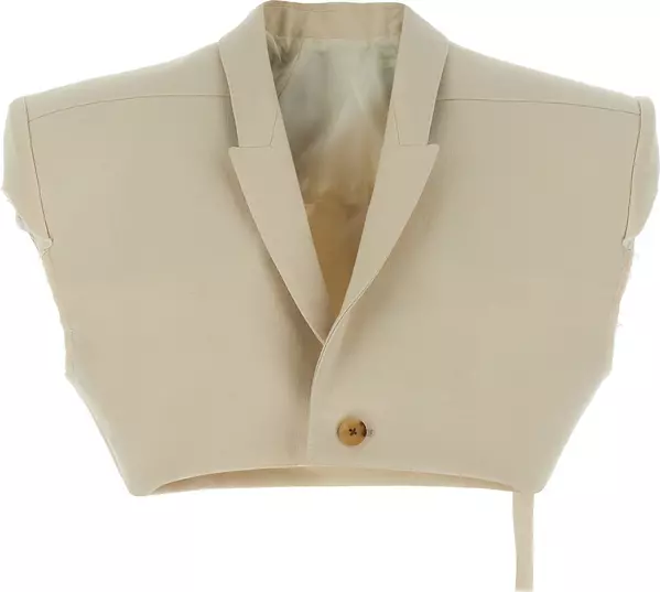 Beige Cotton Sleeveless Jacket