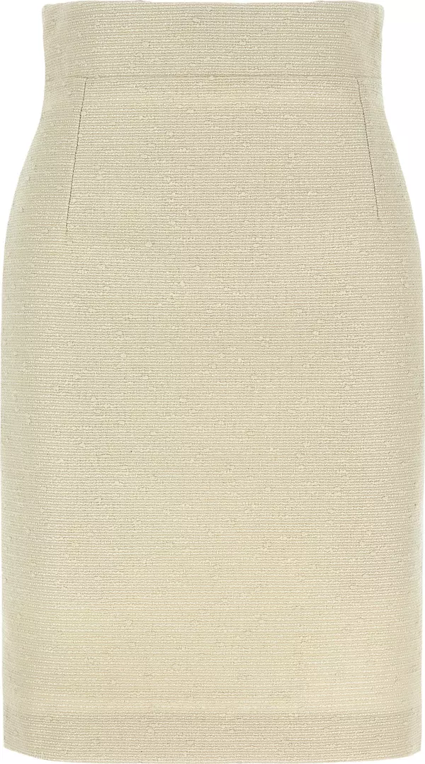 Beige Cotton Midi Skirt