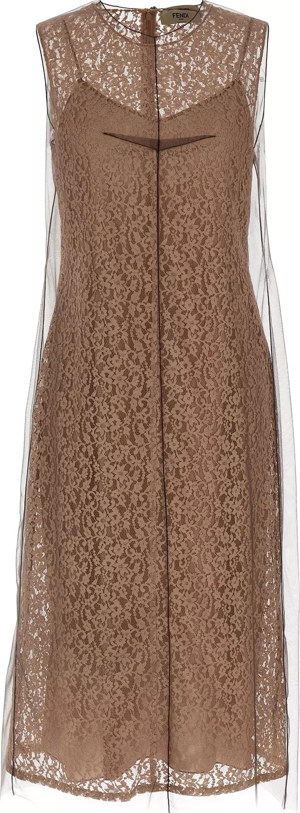 Beige Cotton Midi Dress