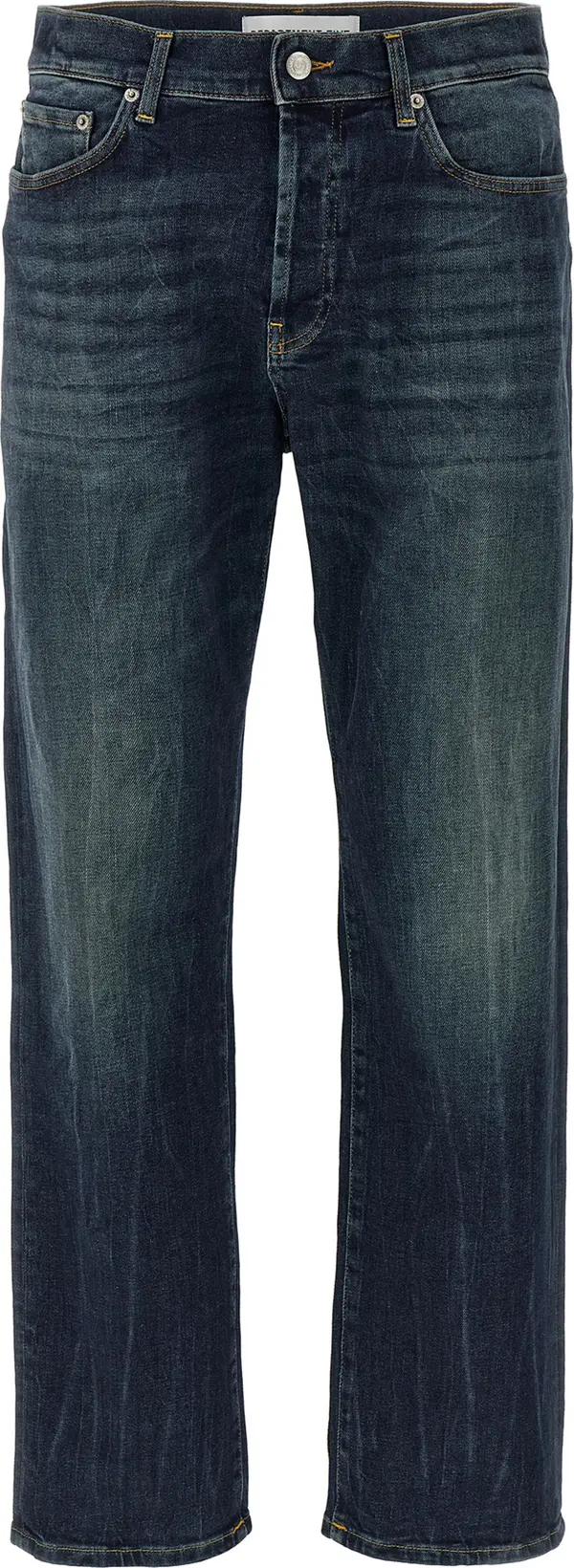 Blue Cotton Straight-Leg Jeans