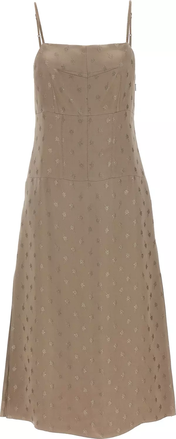 Gray Silk Midi Dress