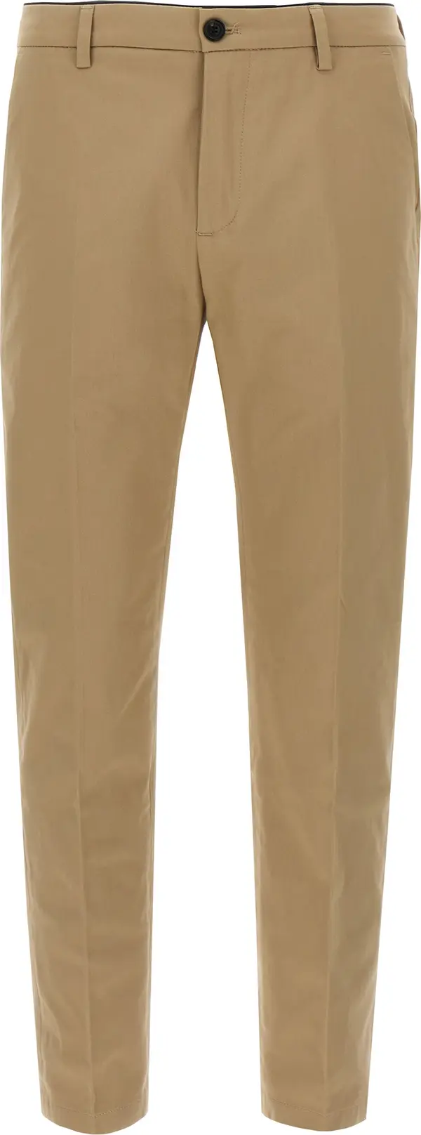 Beige Cotton Cropped Pants
