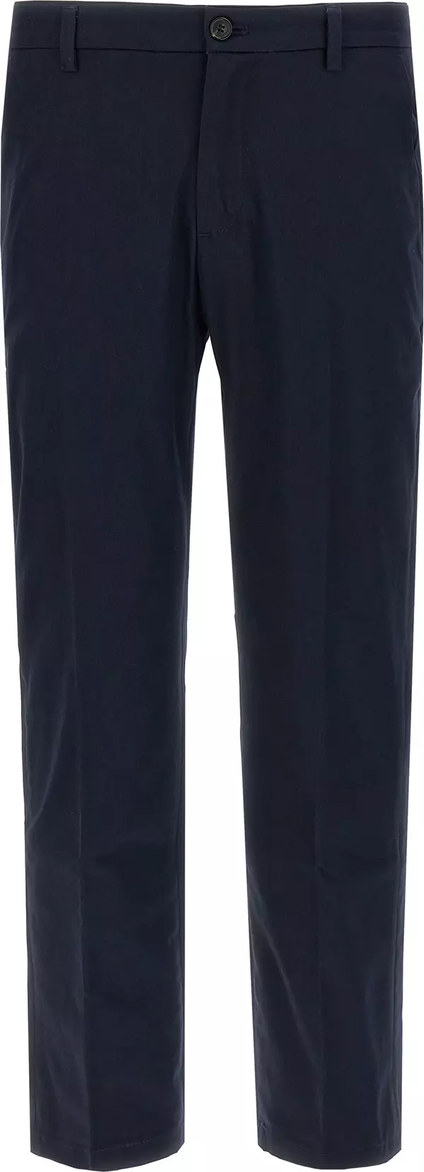 Blue Cotton Cropped Pants