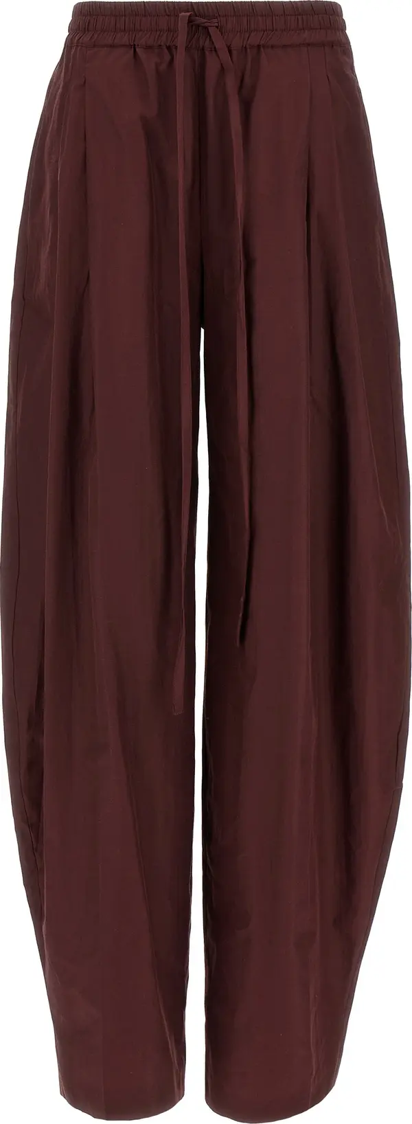 Bordeaux Polyester Casual Pants