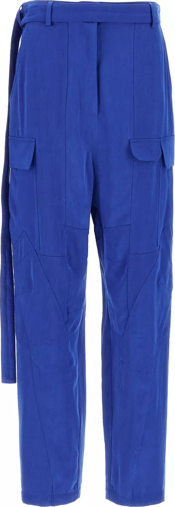 Blue Lyocell Cargo Pants